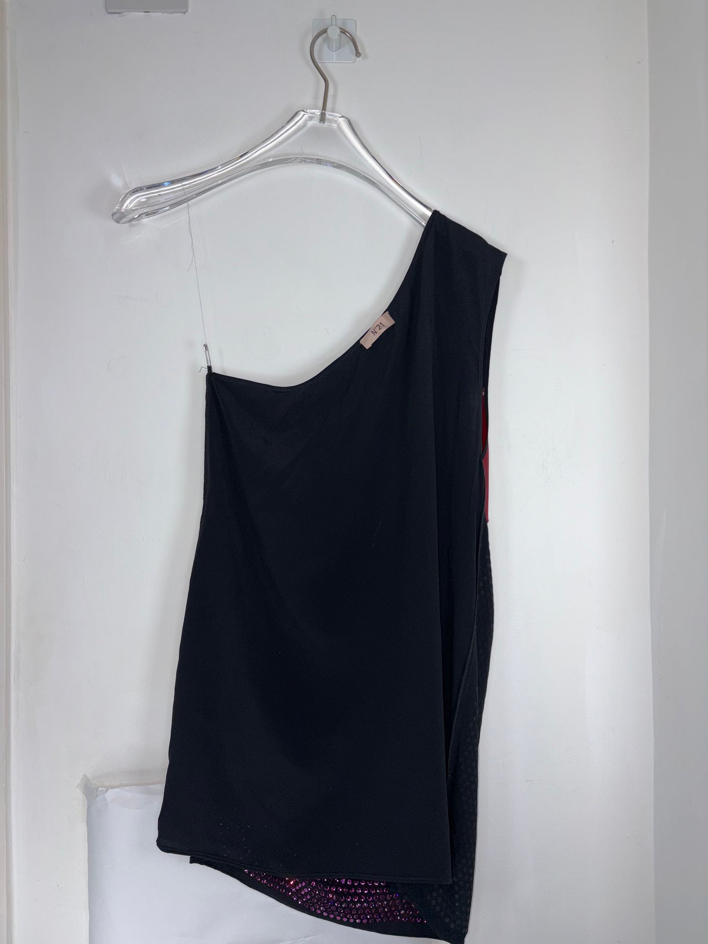 Alessandro Dell'Acqua | Rhinestone Vinyl One Shoulder | Sz IT 40~Small