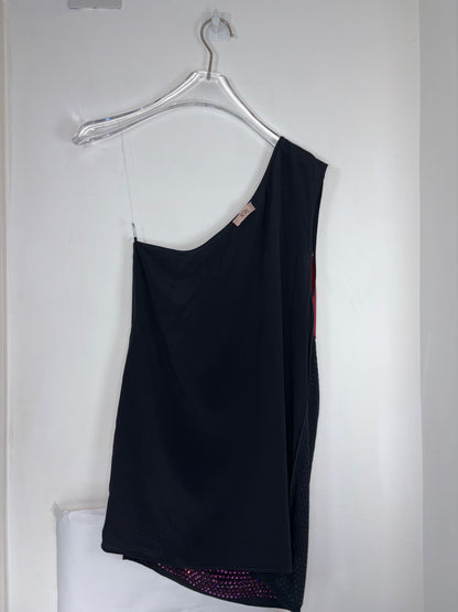 Alessandro Dell'Acqua | Rhinestone Vinyl One Shoulder | Sz IT 40~Small