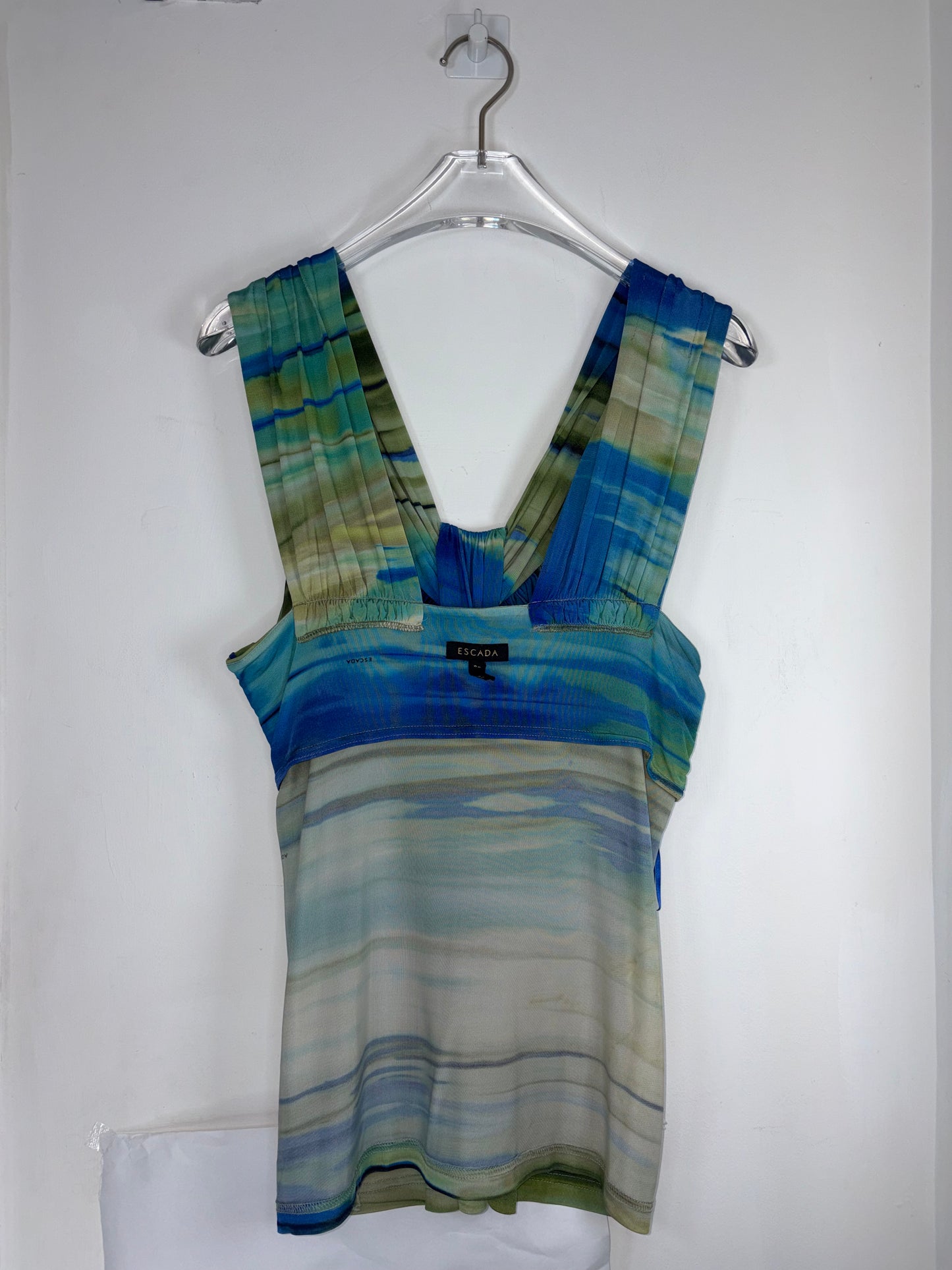 Blue Green Stripe Drape Top | Sz 38