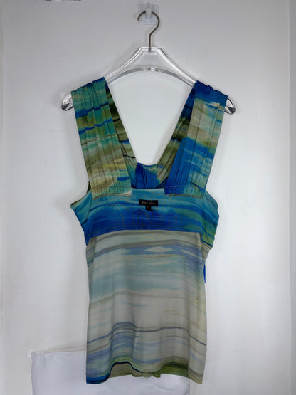 Blue Green Stripe Drape Top | Sz 38