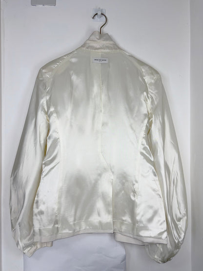 Cotton Ecru White Balloon Sleeve Blazer Jacket | FR 38 ~ Small