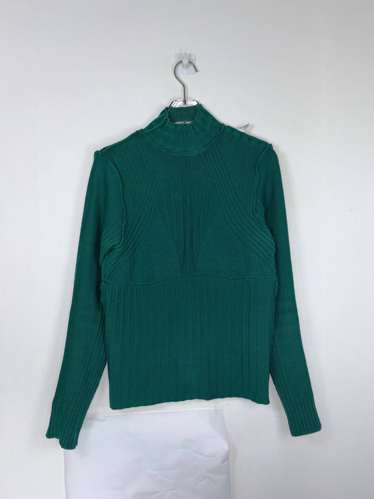 100% Virgin Wool Mock Neck Green Sweater | Sz IT 40 ~ Small