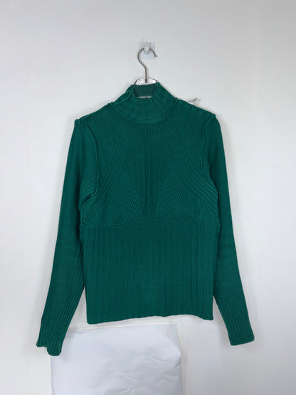 100% Virgin Wool Mock Neck Green Sweater | Sz IT 40 ~ Small