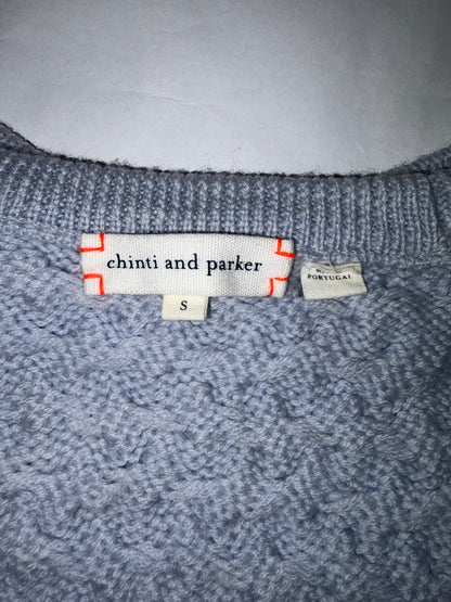 3D Knit 100% Merino Wool Blue Crew Neck Sweater | Sz Small