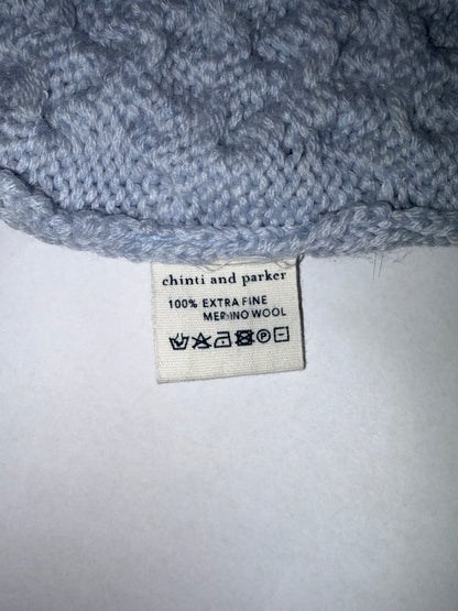 3D Knit 100% Merino Wool Blue Crew Neck Sweater | Sz Small