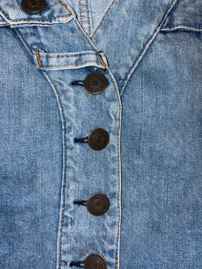 Denim top Tartan Plaid Draped Skirt | Sz IT 38~Small