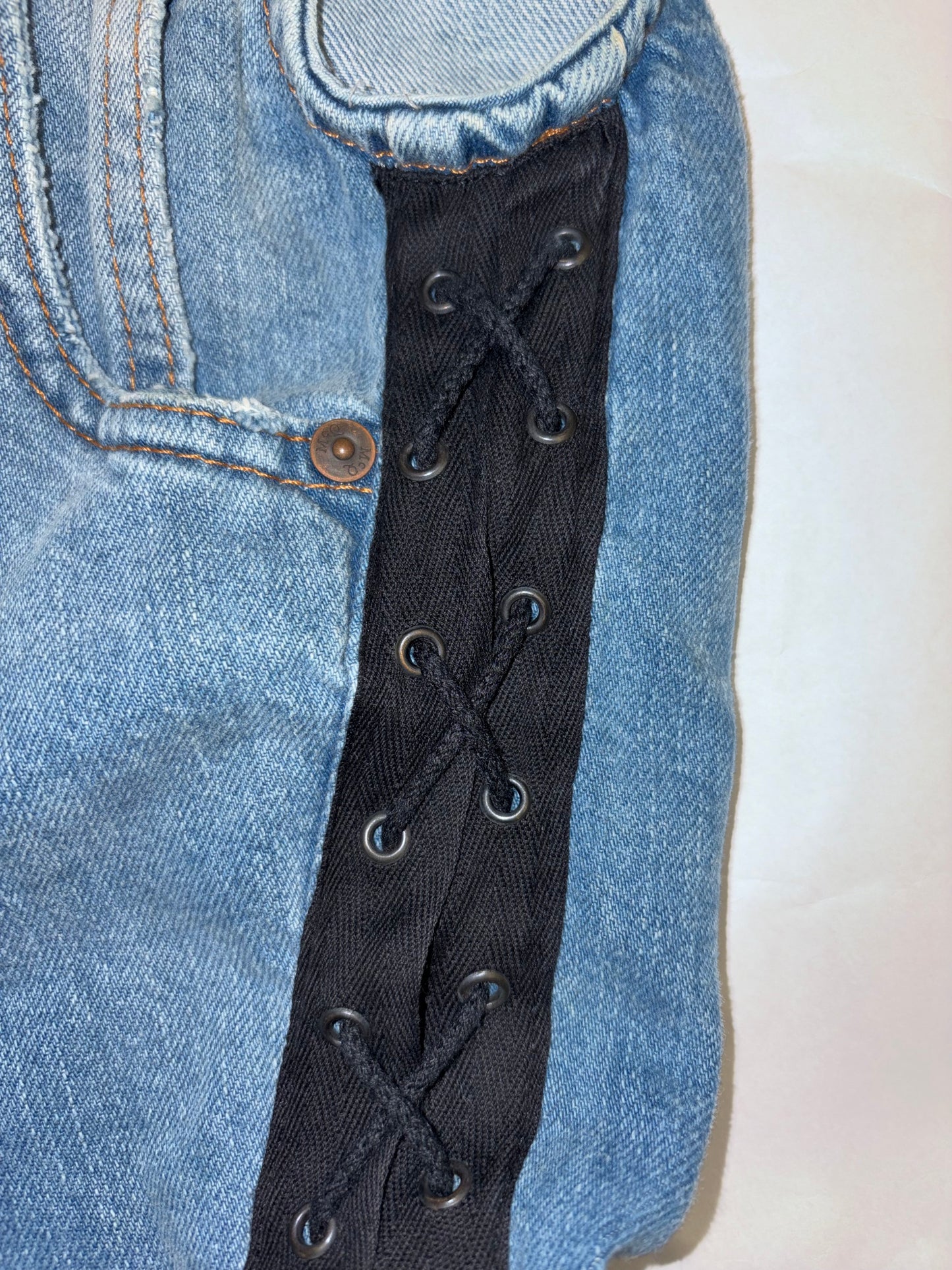 Denim top Tartan Plaid Draped Skirt | Sz IT 38~Small