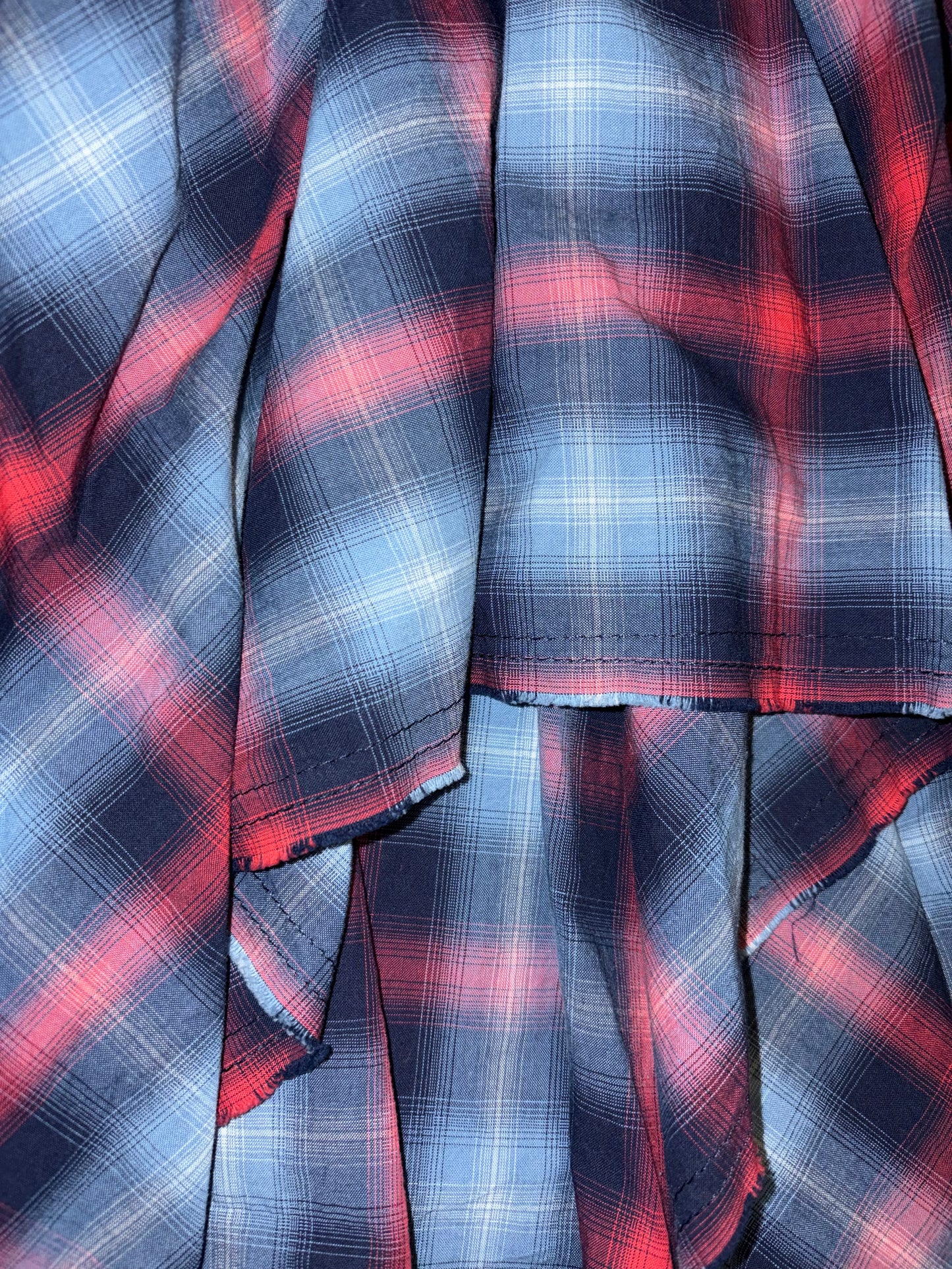 Denim top Tartan Plaid Draped Skirt | Sz IT 38~Small