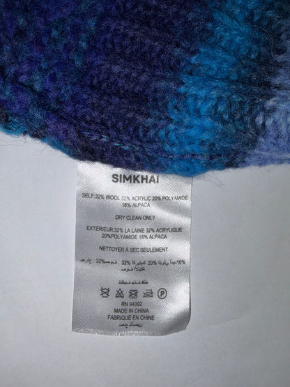 Knit Mock Neck Sweater Ombre Blue Button Sleeve | Sz Medium