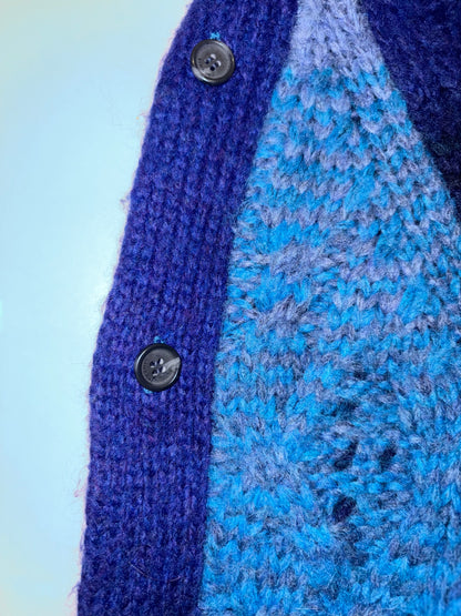 Knit Mock Neck Sweater Ombre Blue Button Sleeve | Sz Medium