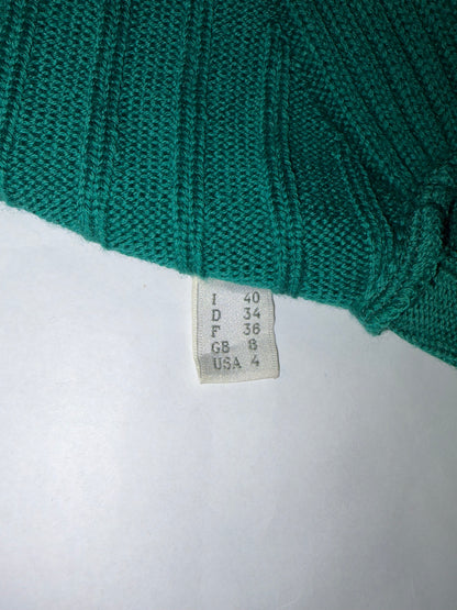 100% Virgin Wool Mock Neck Green Sweater | Sz IT 40 ~ Small
