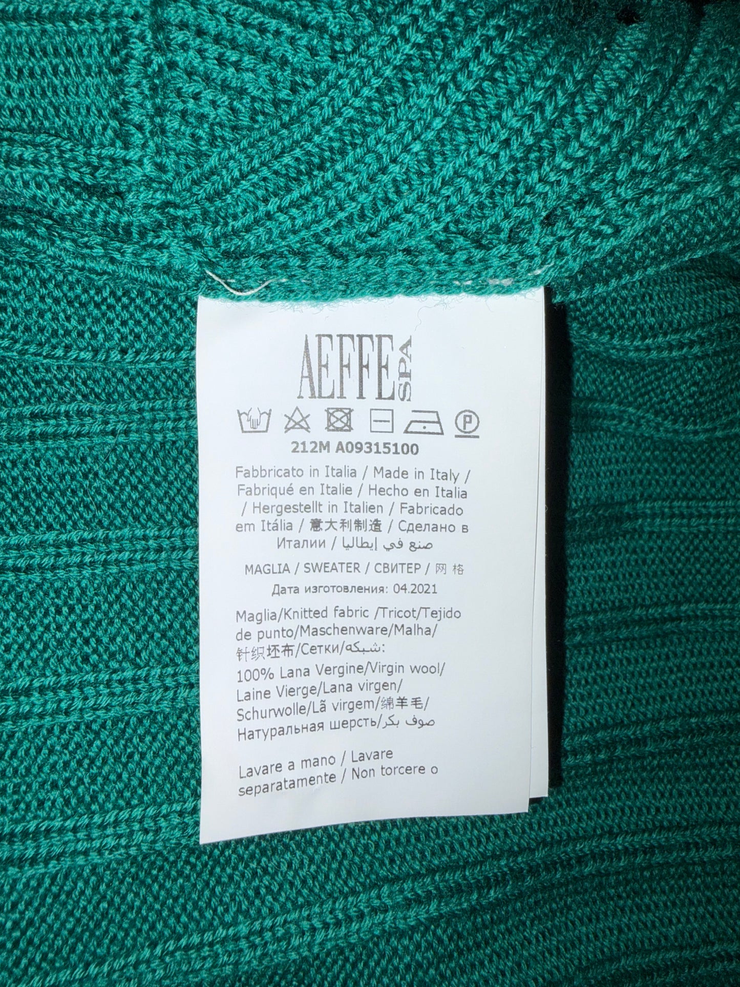 100% Virgin Wool Mock Neck Green Sweater | Sz IT 40 ~ Small