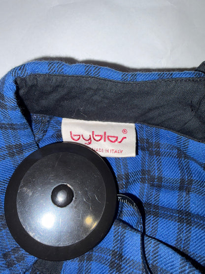 80s Vintage Western Blue Check Strong Shoulder | Sz IT 42 ~ M-L