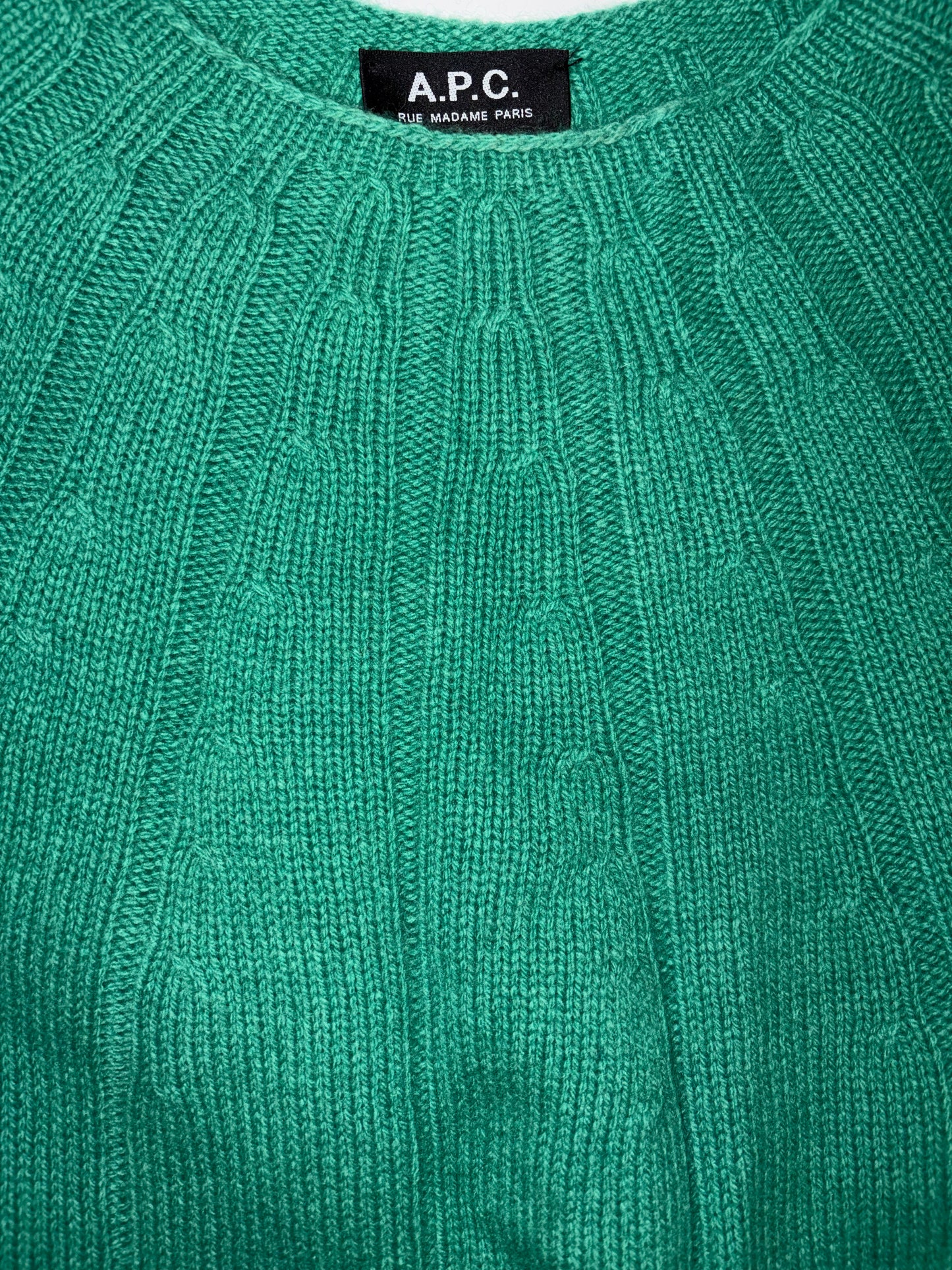 Wool Cashmere Made in Italy Green Scoop Neck Knit Sweater | Sz XSmall