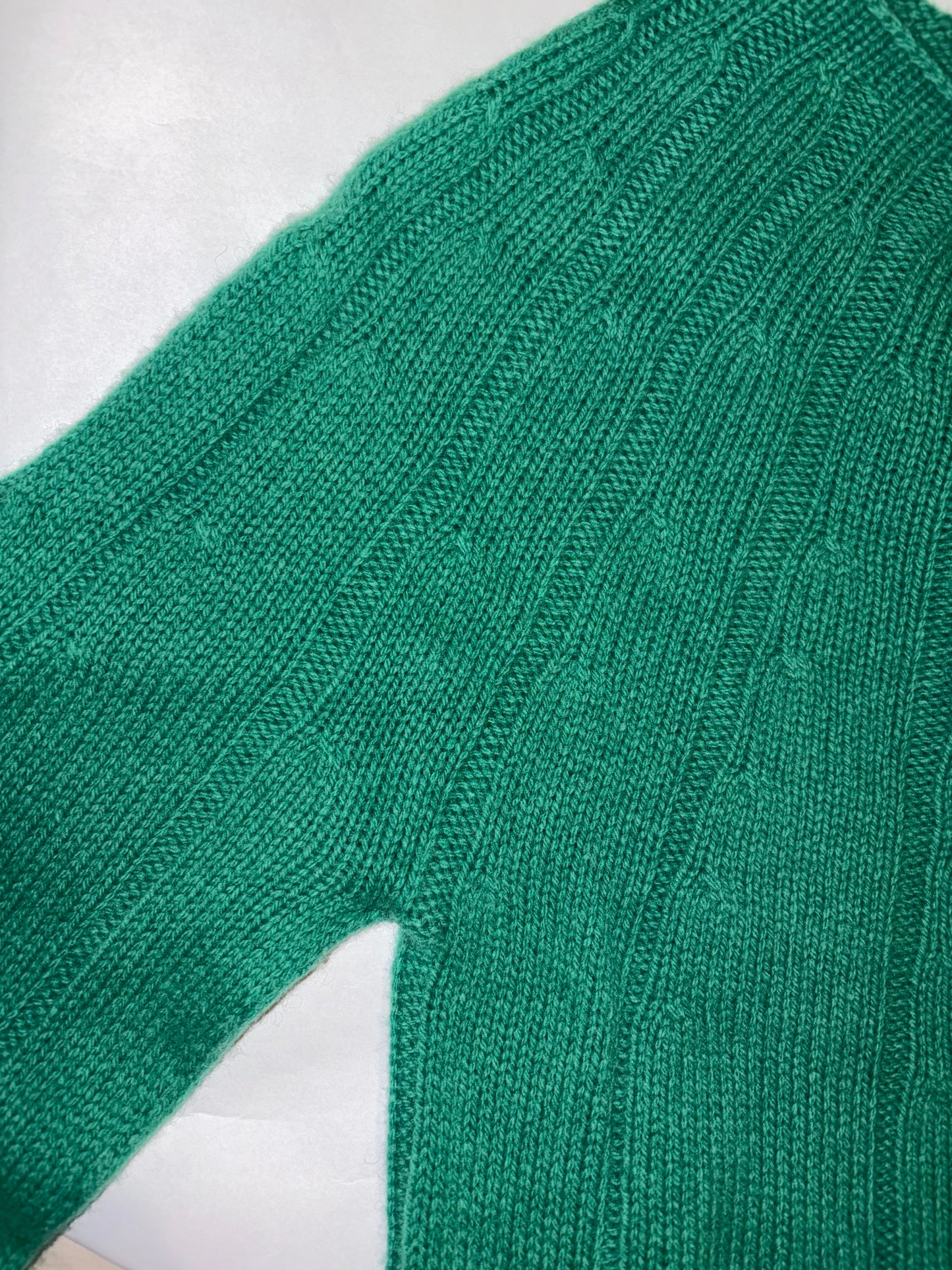 Wool Cashmere Made in Italy Green Scoop Neck Knit Sweater | Sz XSmall