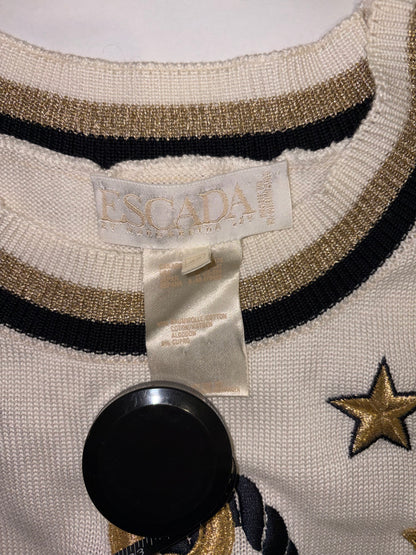 80s Vintage Sailor Nautical Anchor Embroidered Knit Sweater | Sz42~ S-L