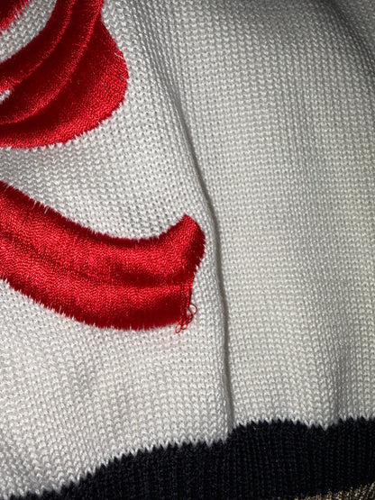 80s Vintage Sailor Nautical Anchor Embroidered Knit Sweater | Sz42~ S-L