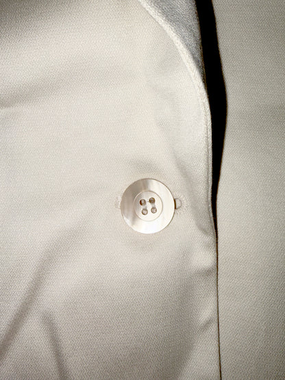 Cotton Ecru White Balloon Sleeve Blazer Jacket | FR 38 ~ Small