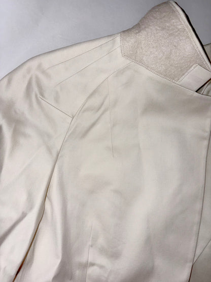 Cotton Ecru White Balloon Sleeve Blazer Jacket | FR 38 ~ Small