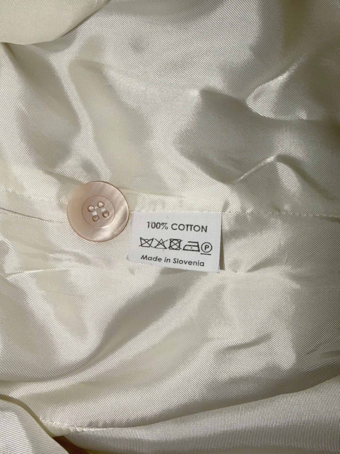 Cotton Ecru White Balloon Sleeve Blazer Jacket | FR 38 ~ Small