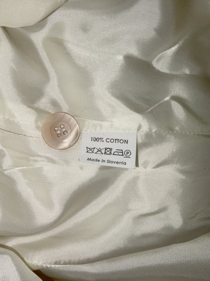Cotton Ecru White Balloon Sleeve Blazer Jacket | FR 38 ~ Small