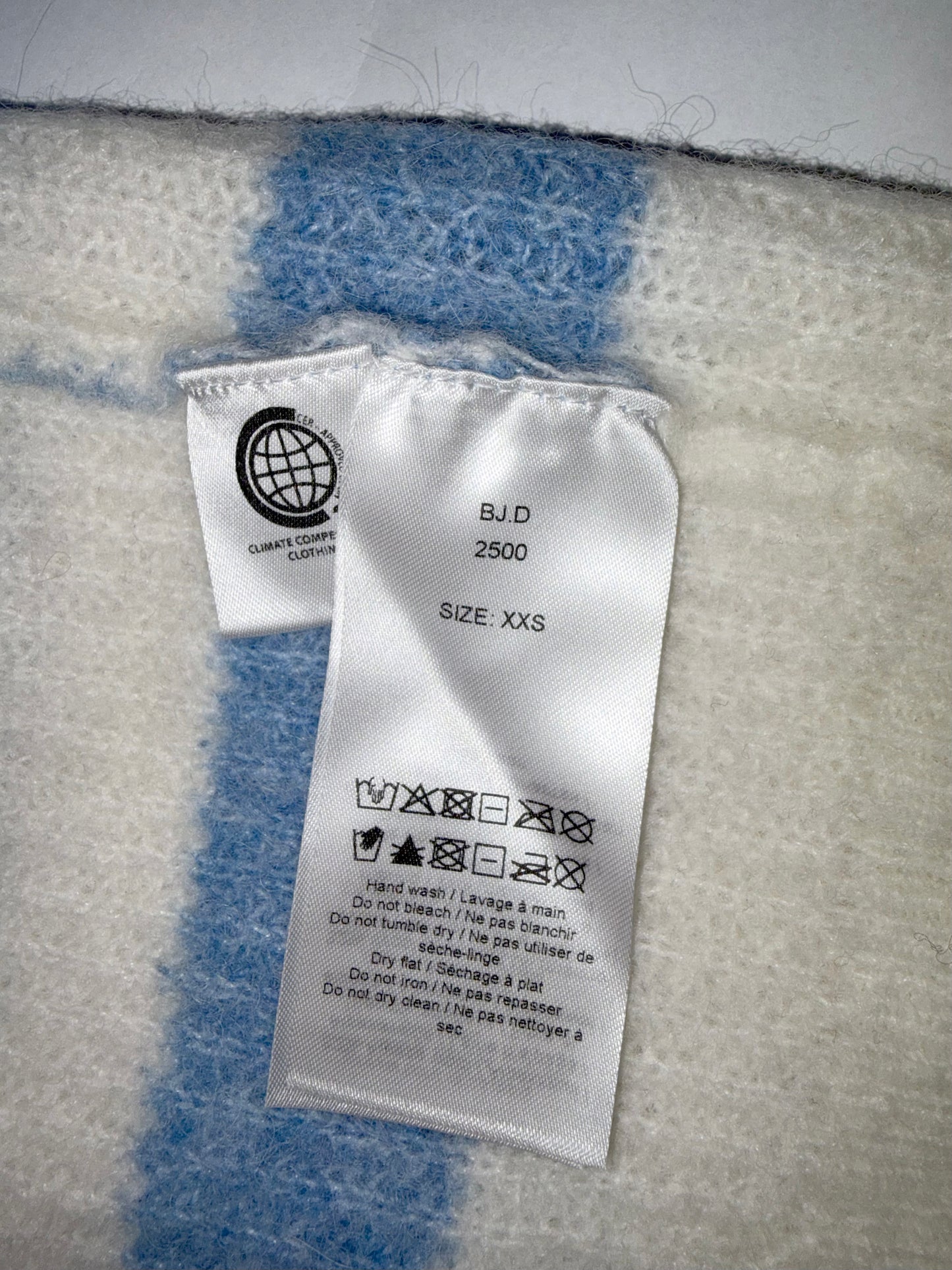 Stripe Blue White Fuzzy Sweater Jumper | Sz XXSmall