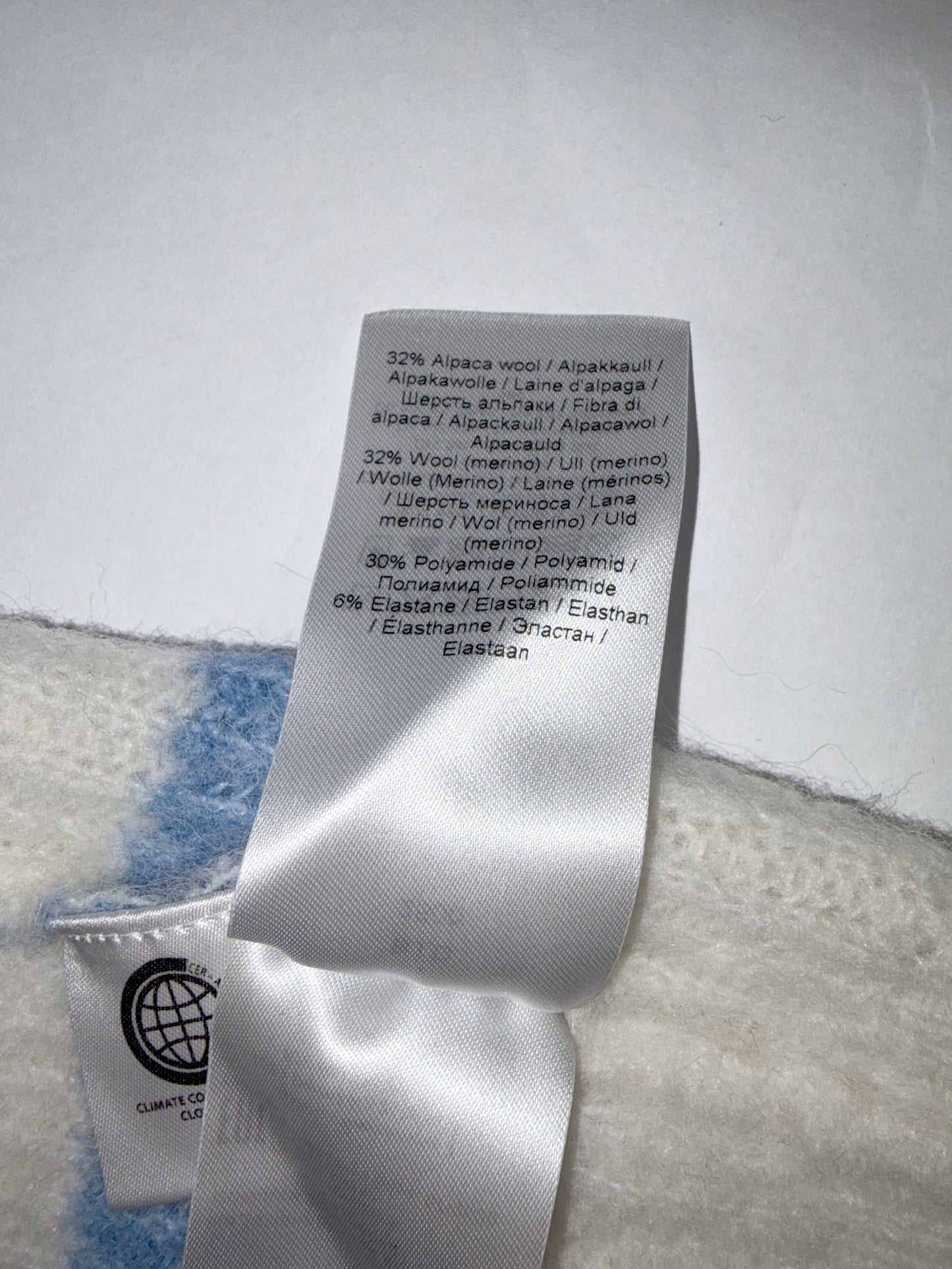 Stripe Blue White Fuzzy Sweater Jumper | Sz XXSmall