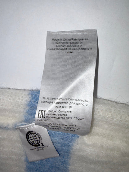 Stripe Blue White Fuzzy Sweater Jumper | Sz XXSmall