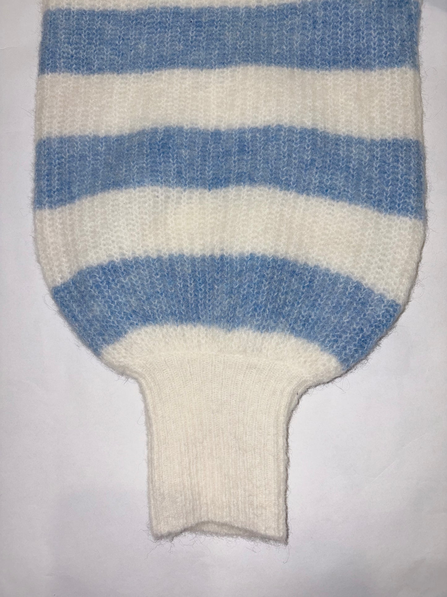 Stripe Blue White Fuzzy Sweater Jumper | Sz XXSmall