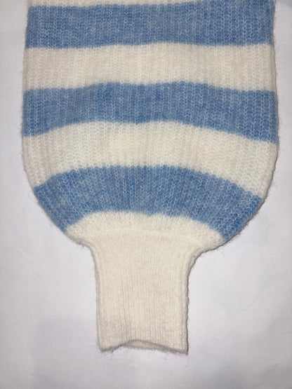 Stripe Blue White Fuzzy Sweater Jumper | Sz XXSmall