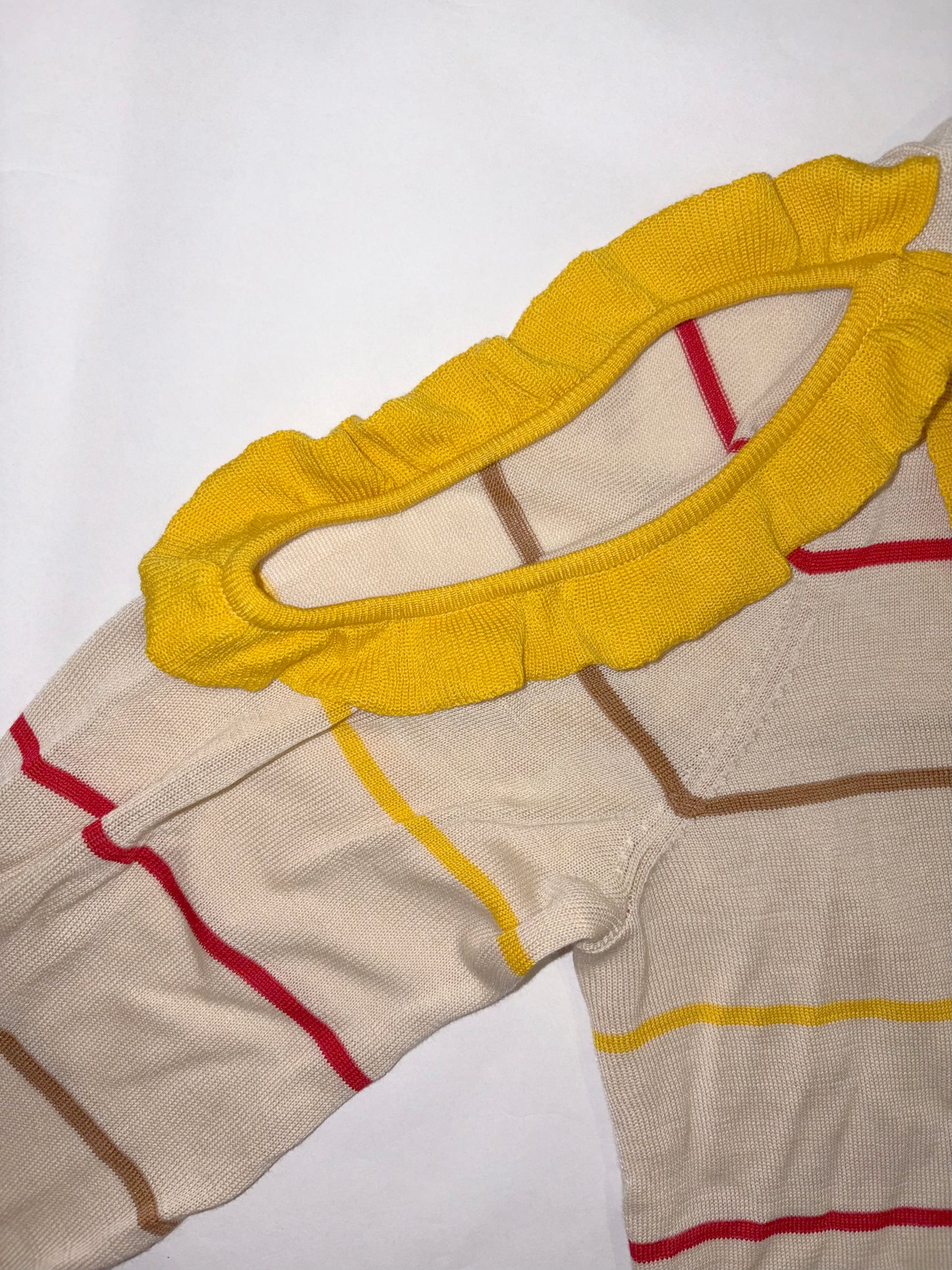 Silk Cotton Blend Jumper Sweatshirt Ruffle Stripe Top | Sz Medium