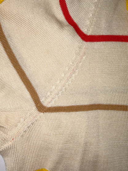 Silk Cotton Blend Jumper Sweatshirt Ruffle Stripe Top | Sz Medium