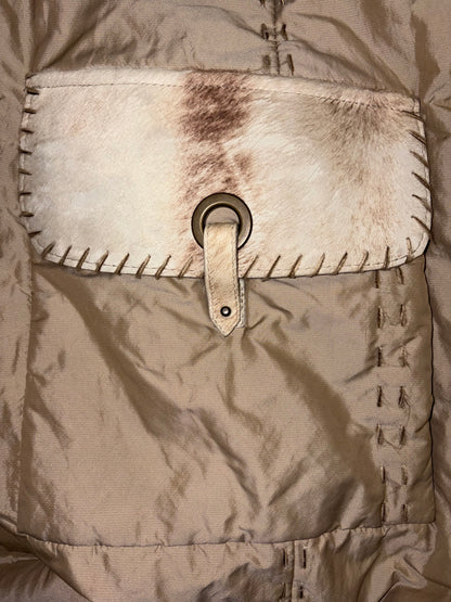 Real Fox Fur Italy Long Coat w/ Pony Leather Pockets & Belt | Sz IT48