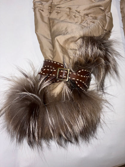 Real Fox Fur Italy Long Coat w/ Pony Leather Pockets & Belt | Sz IT48