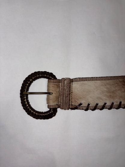 Real Fox Fur Italy Long Coat w/ Pony Leather Pockets & Belt | Sz IT48