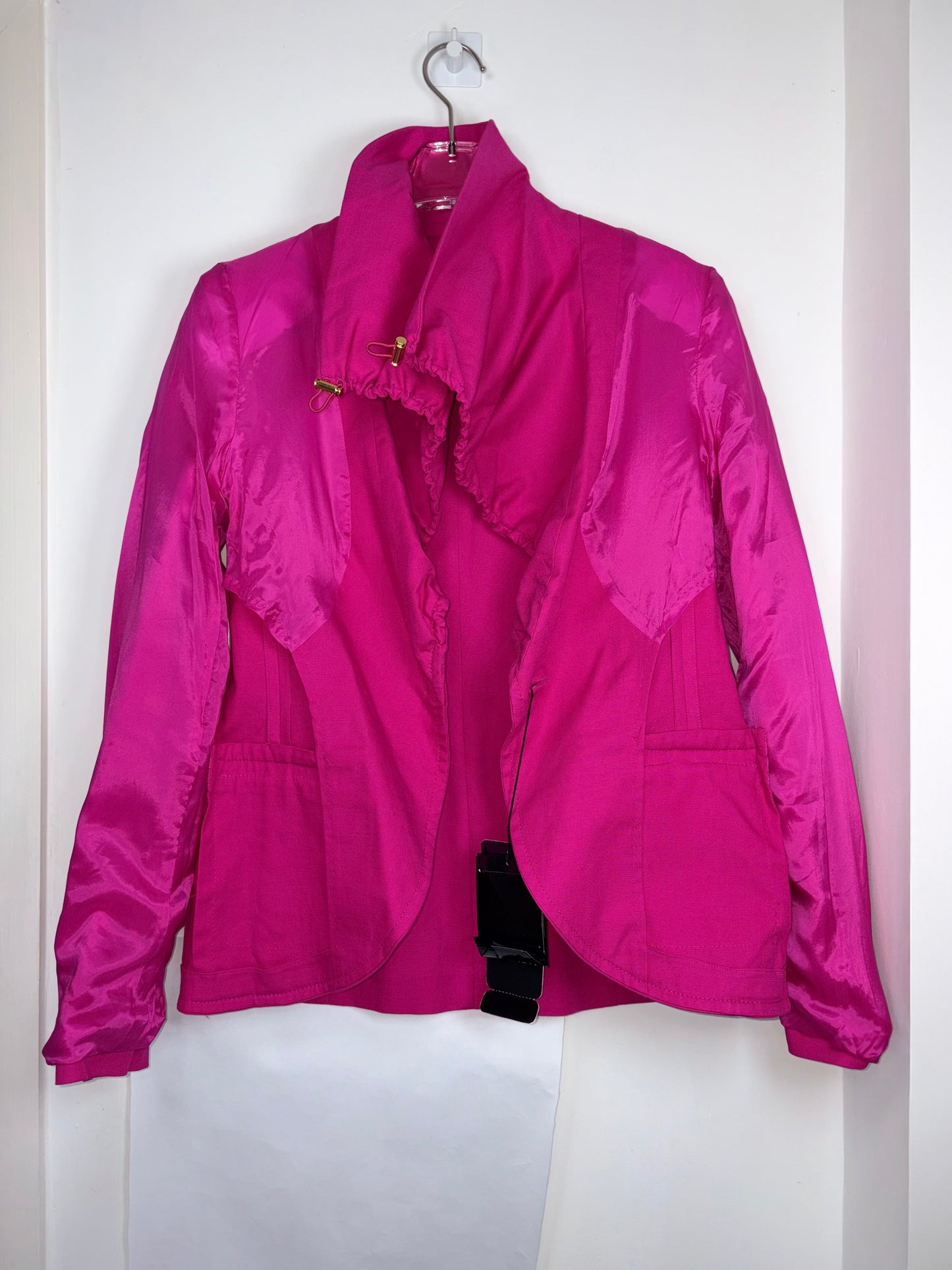 Unique Hot Pink Drawstring Cotton Blazer Jacket | Sz DE 36 ~ Small