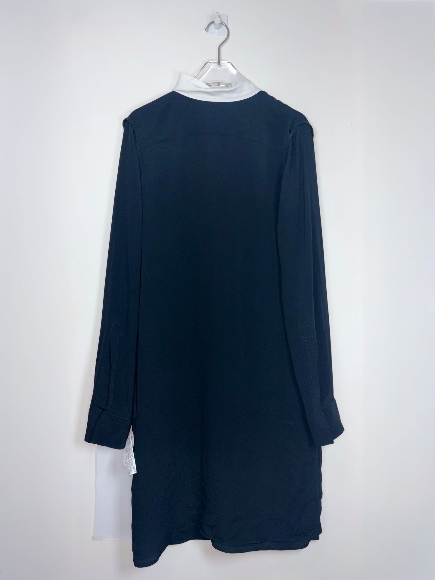 Black White Ruffle Collar Contrast Long Sleeve Dress | Sz IT38 ~ Small