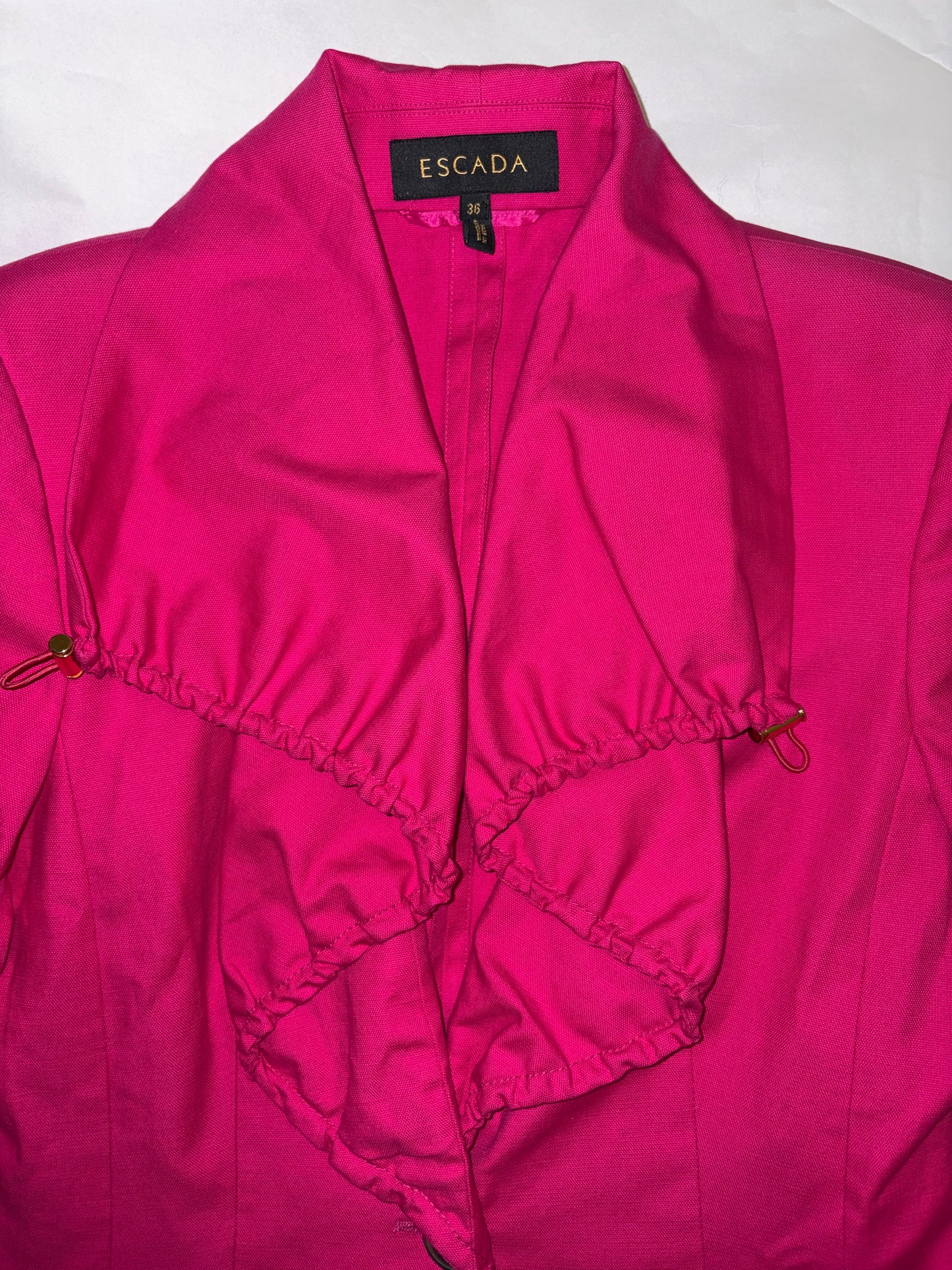 Unique Hot Pink Drawstring Cotton Blazer Jacket | Sz DE 36 ~ Small