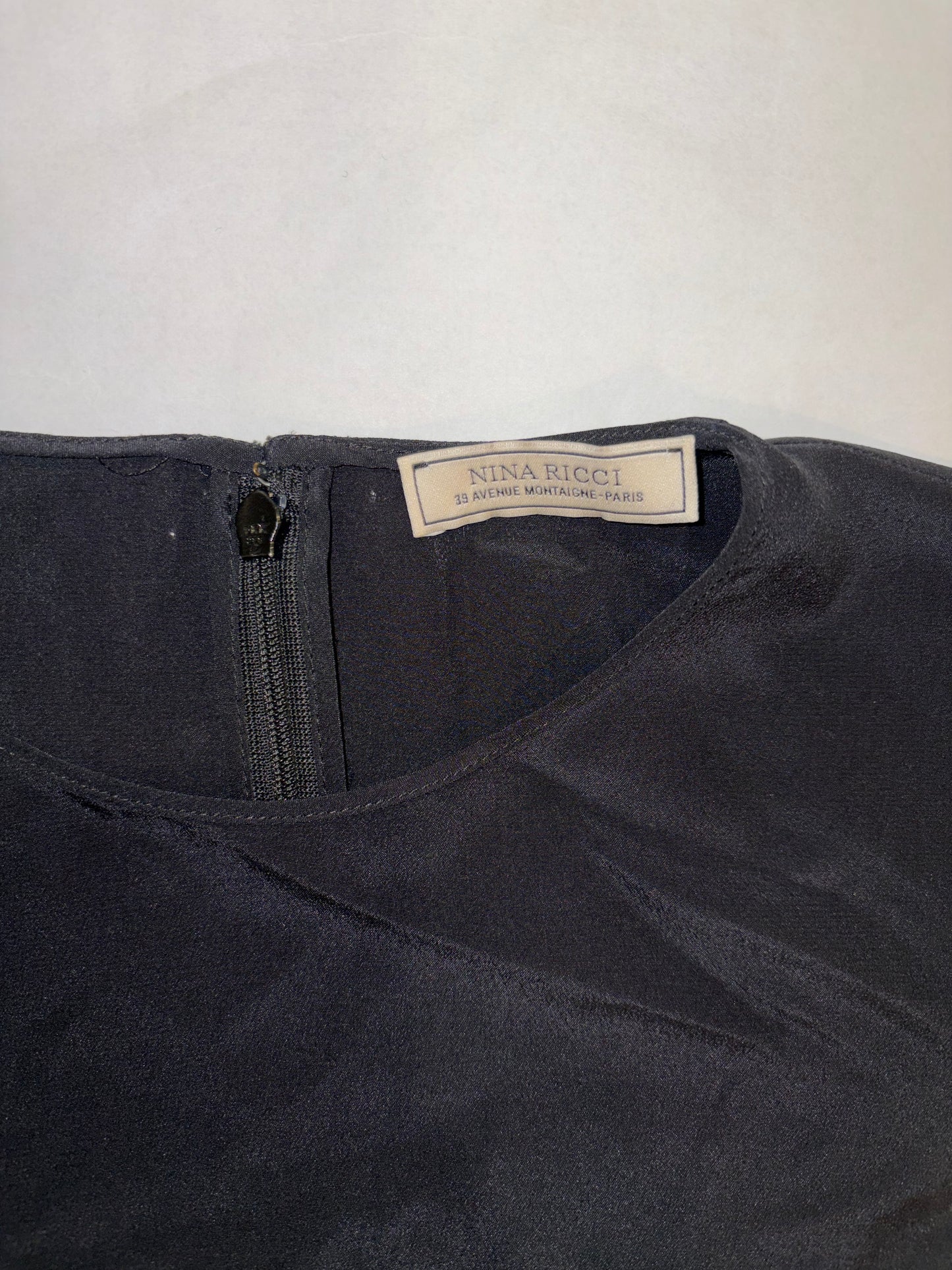 100% Silk Black Blouse Ruffle Sleeves | Sz FR 36 ~ Fits S-M