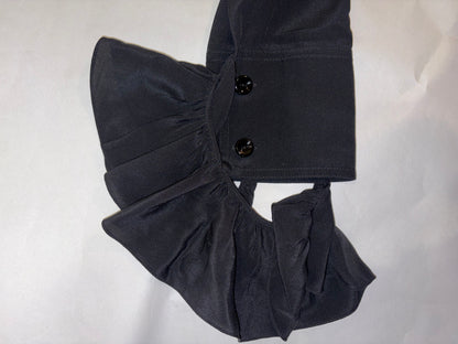100% Silk Black Blouse Ruffle Sleeves | Sz FR 36 ~ Fits S-M