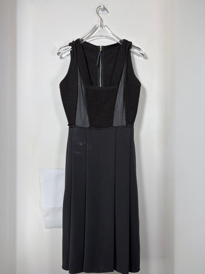 Lamb Leather Detail Pleated Silk Lining Dress | Sz IT 36 ~ Small
