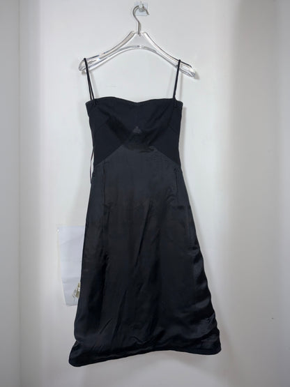 Structural Cotton Strappy A-line Black Dress | Sz EU34 ~ XXSmall