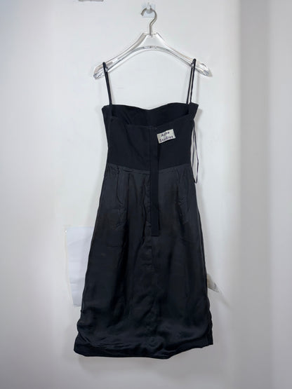 Structural Cotton Strappy A-line Black Dress | Sz EU34 ~ XXSmall