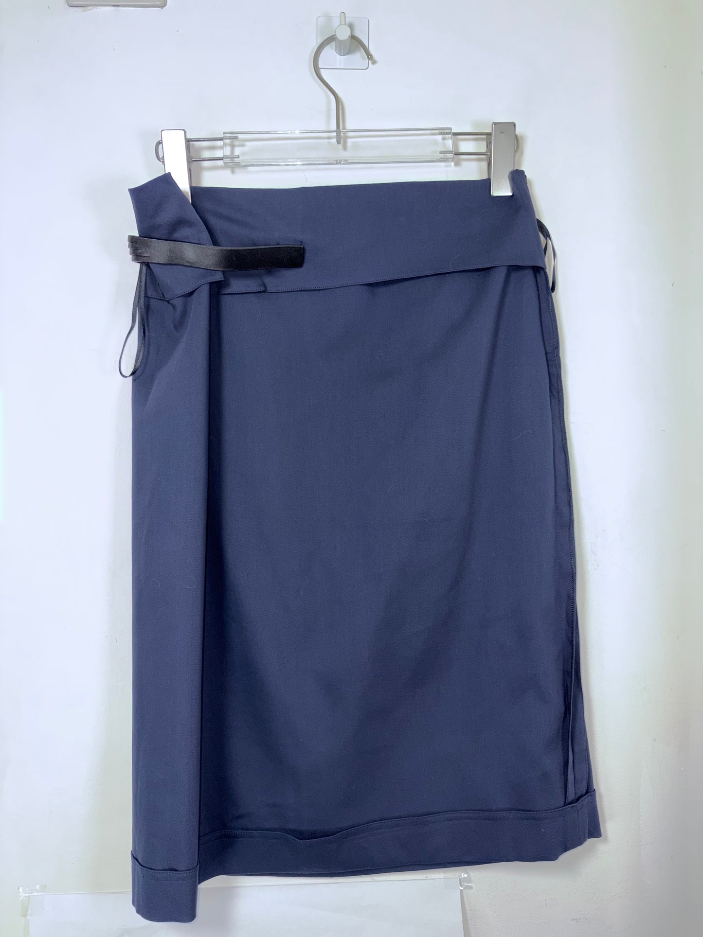 Cotton Side Belt Minimalist Italy Made Knee Skirt | Sz DE34 ~ Small