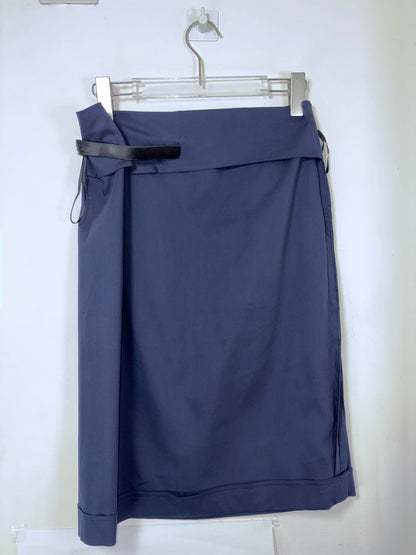 Cotton Side Belt Minimalist Italy Made Knee Skirt | Sz DE34 ~ Small