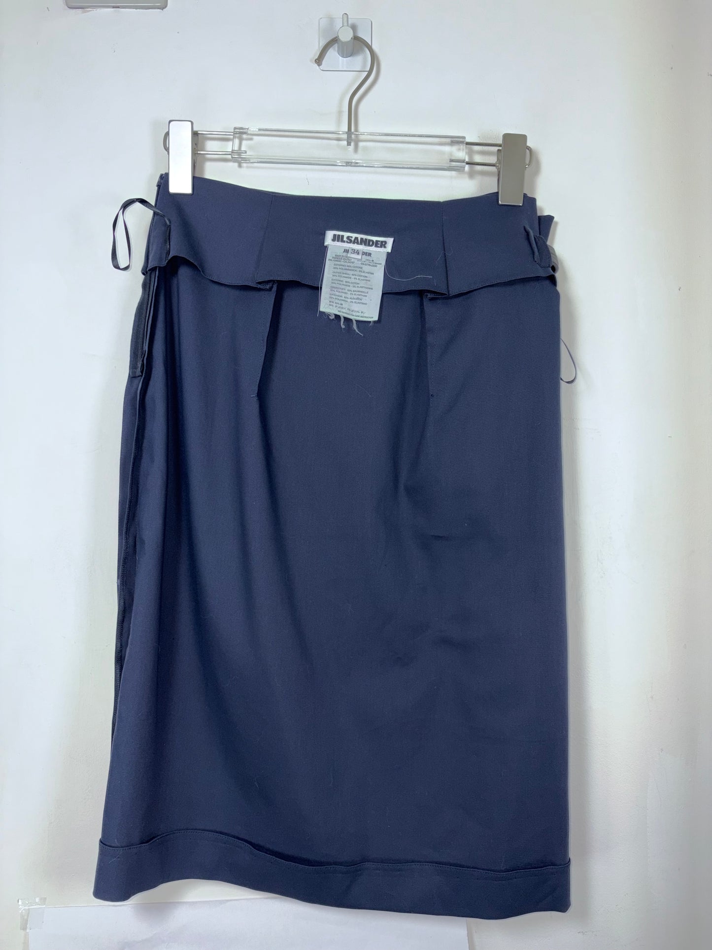 Cotton Side Belt Minimalist Italy Made Knee Skirt | Sz DE34 ~ Small