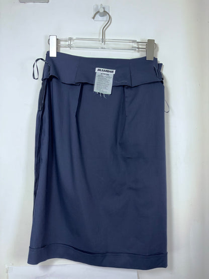 Cotton Side Belt Minimalist Italy Made Knee Skirt | Sz DE34 ~ Small