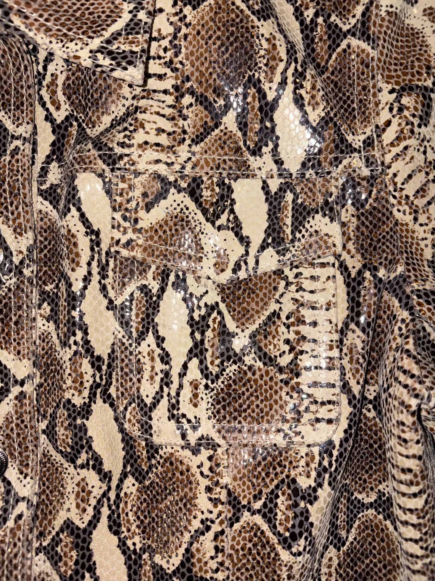 Snake Print Leather Jacket | Sz Small