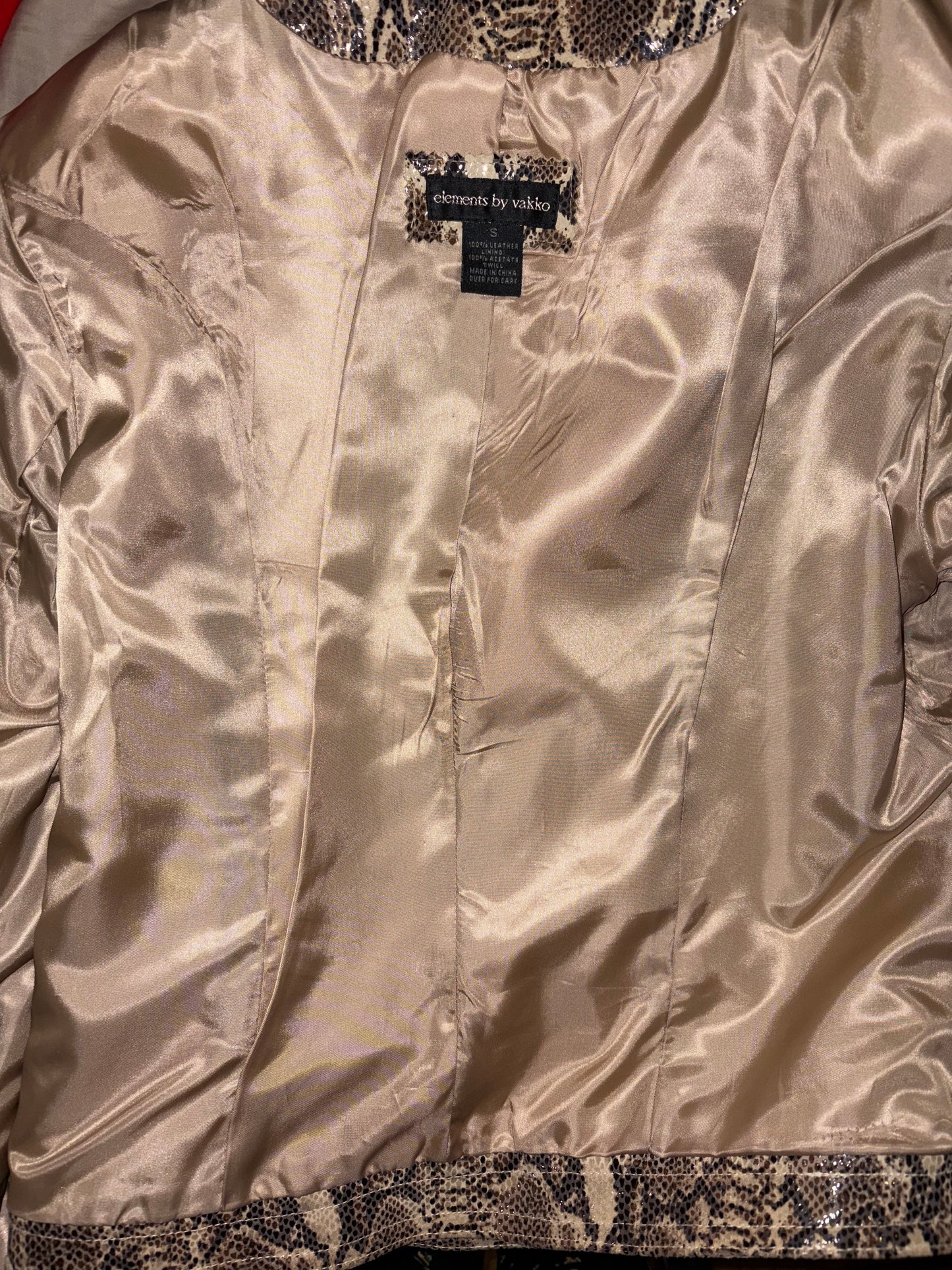 Snake Print Leather Jacket | Sz Small