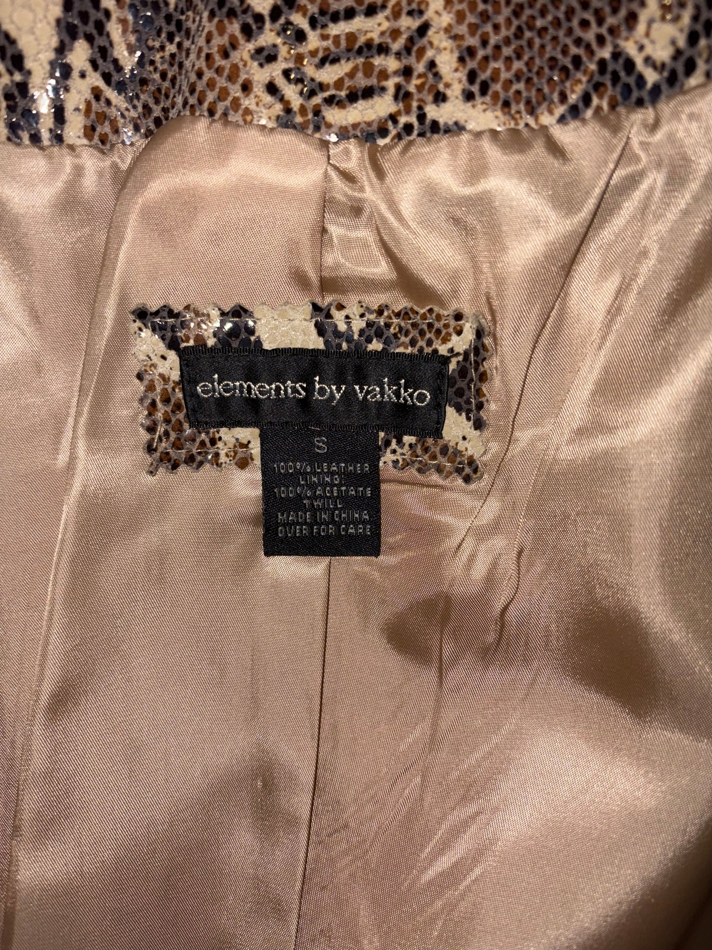 Snake Print Leather Jacket | Sz Small